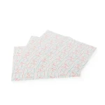 „Frisch und lecker“ mit rotem und blauem Aufdruck, ideal zum Verpacken von Lebensmitteln.